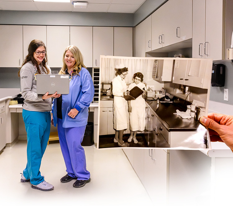 Old vs new nurse work room