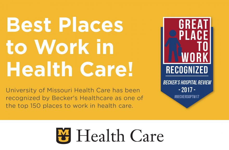 MU Health Care Named To Top ‘150 Great Places To Work’ By Becker’s ...