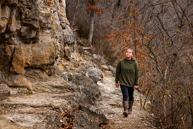 Andrea walks along a trail in Columbia, something she didn’t feel she had the energy or ability to do before losing weight.