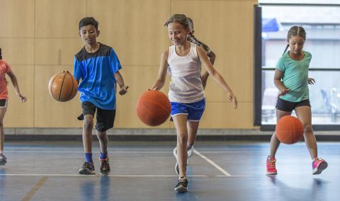 Kids playing basketball