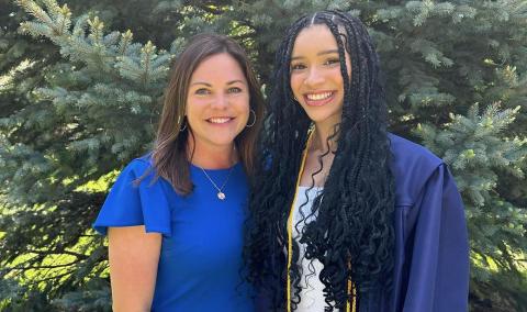 A photo of a mother and daughter.