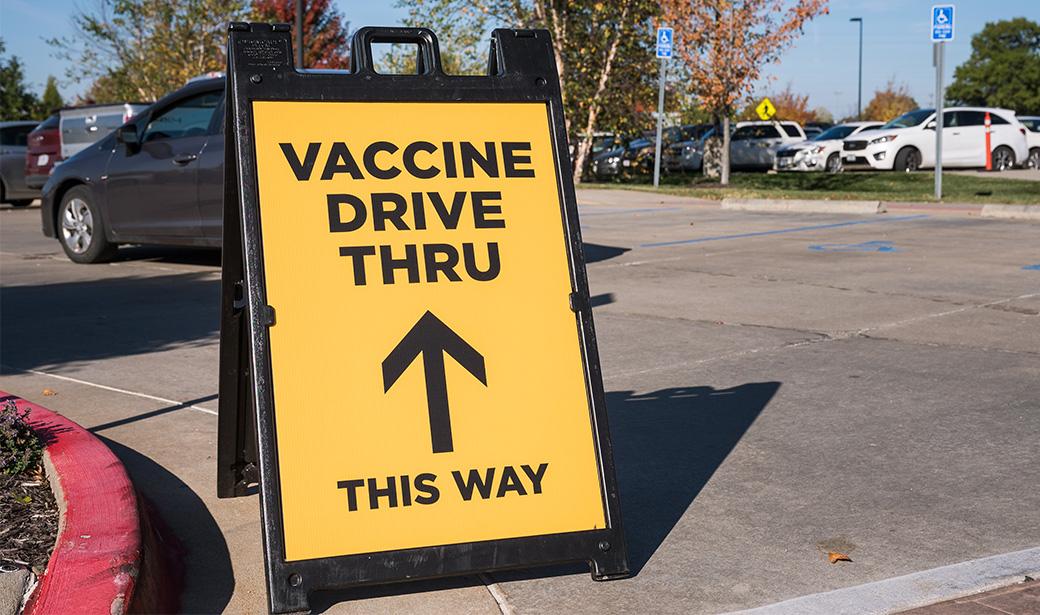 Vaccine drive-thru sign