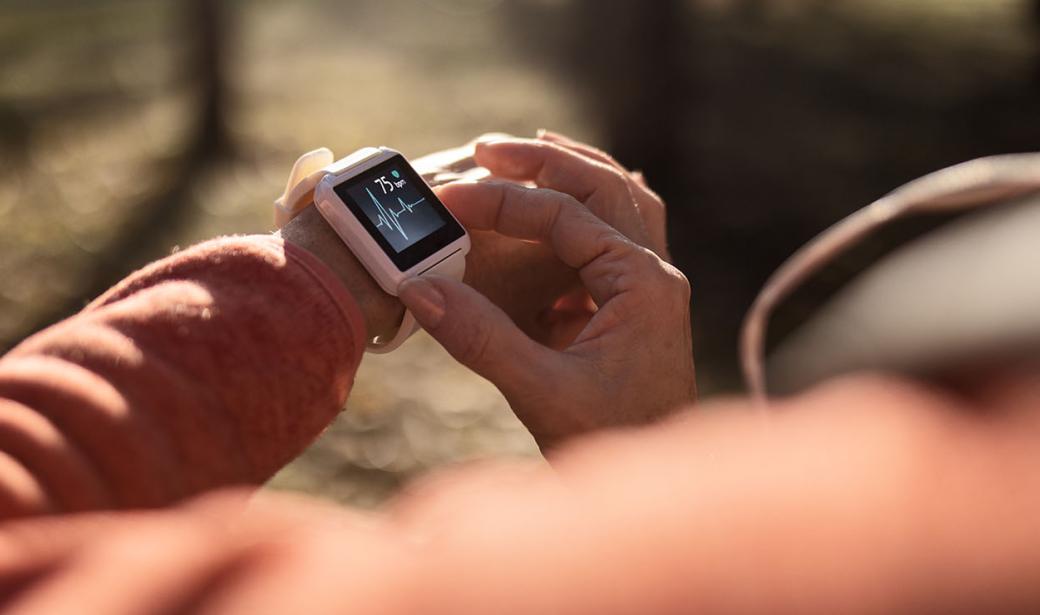 A person using a smart watch.