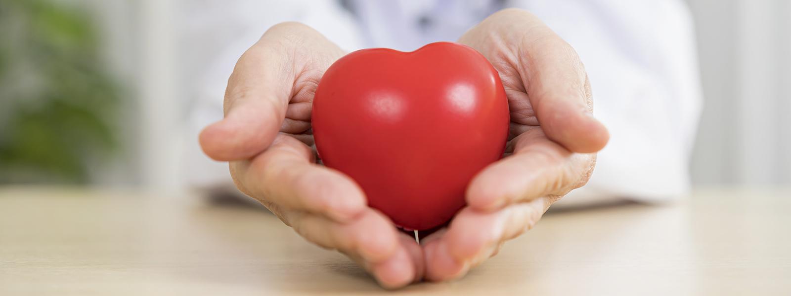 Woman holding a heart shaped ball in her hands